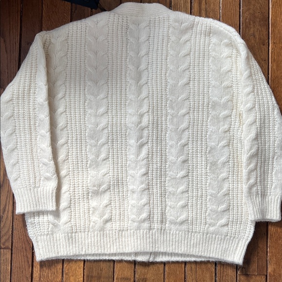 Jenni Kayne Cable Cocoon Cardigan Oversized in Ivory White Size Small NWT - Picture 6 of 12